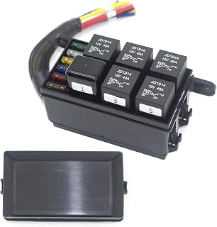 6-Way Modern Car Box 12V Automotive Universal Relay Block Pre-Wired | 40A 4-Pin Relays Multi-Purpose Car Accessory Automotive Accessories for Car Marine