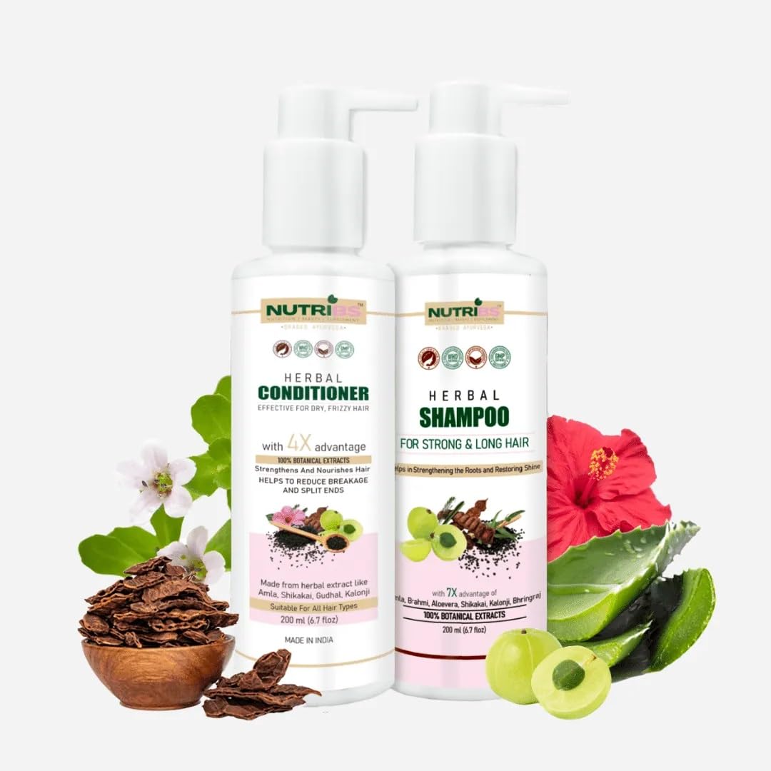NUTRIBS herbal conditioner and Nutribs herbal shampoo combo | Combo Pack of 2