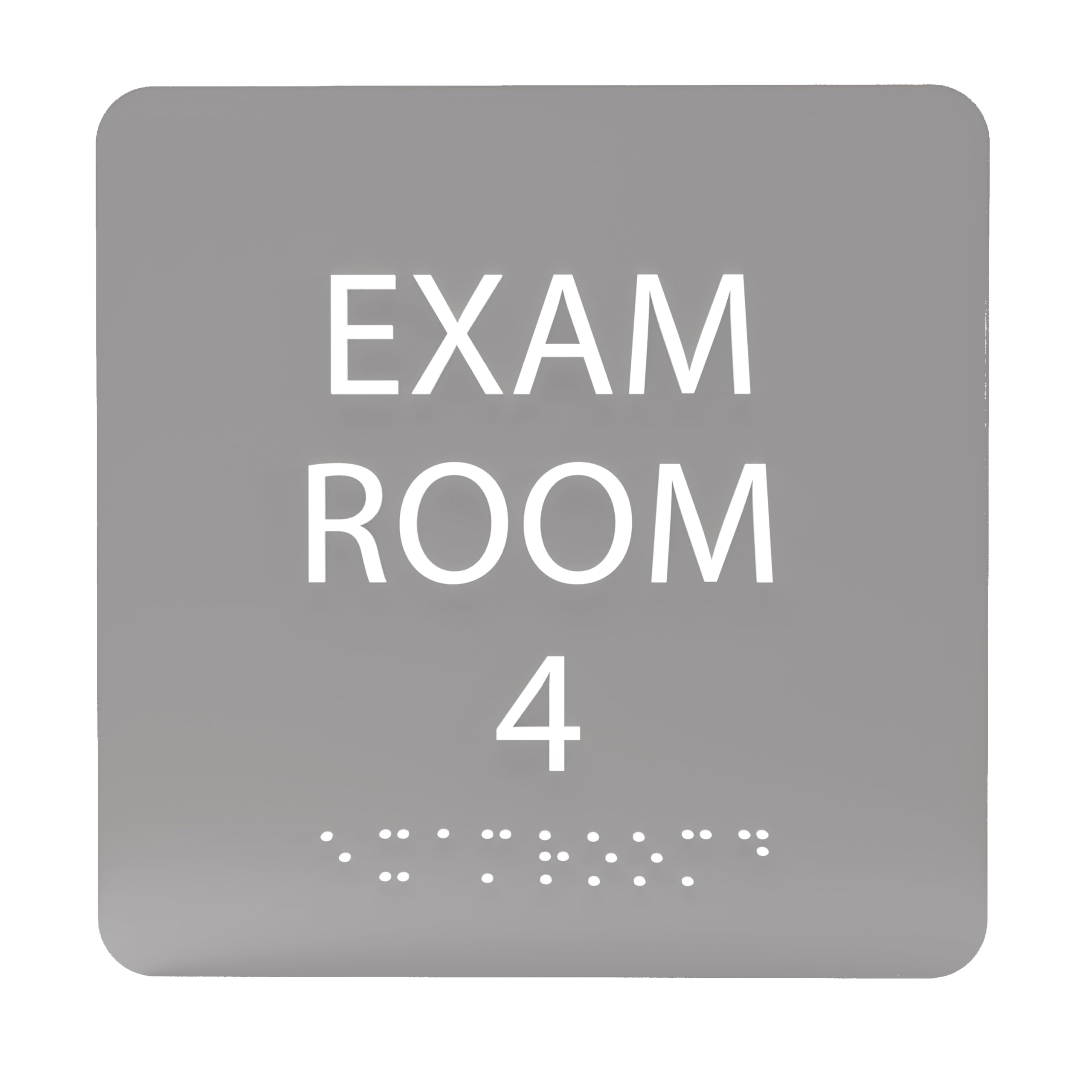 ADA CENTRAL SIGNS - 6" X6" Exam Room 4 Sign - ADA Compliant Tactile Graphics Grade 2 Braille Text Acrylic Wall Signs - Educational Institution