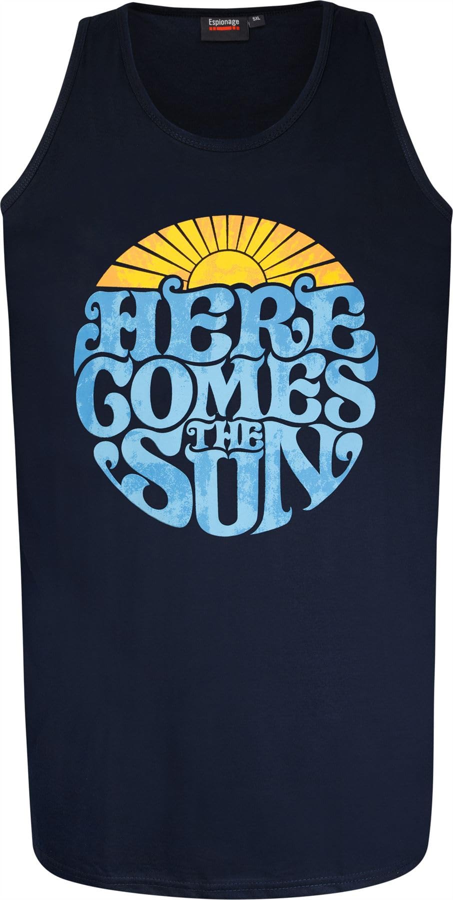 Espionage Men's Blue Vest Printed Summer Cotton Casual Tank Top Plus Size 2XL-8Xl T428 (Uk, Alpha, 4XL, Plus, Regular, Navy)