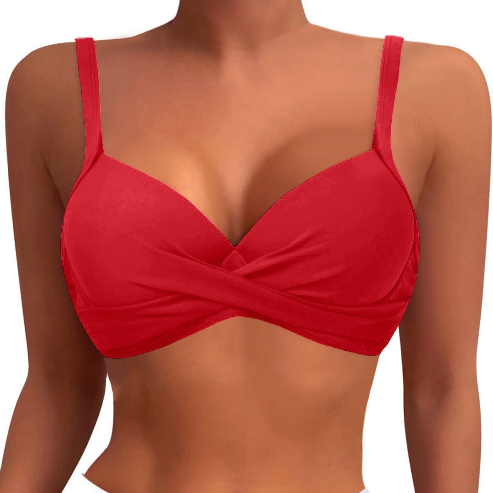 Set Bikini da Donna Reggiseno Bikini con Ferretto Reggiseno Push Up Imbottito Top Costume da Bagno Imbottito 2026 Top Costume da Bagno, Rosso, S