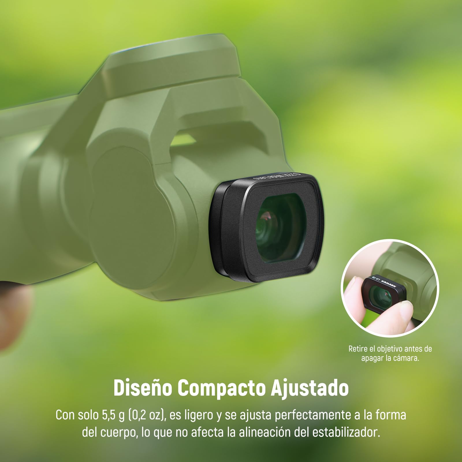 NEEWER Objetivo Gran Angular 0,72X FOV 112° Compatible con dji Osmo Pocket 3 / Pocket 4 / Xtra Muse Creator Combo Accesorios, Lente Asférica Action CAM Multicapa magnética con Marco de Metal