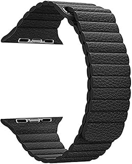 Maker Leather Loop Band with Magnetic Closure – Compatible with Apple Watch Series 1/2/3/4 (42mm/44mm)- Black