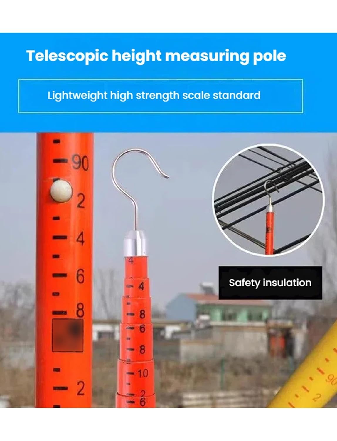 Insulated Measurement Rod, Telescopic Height Measuring Pole