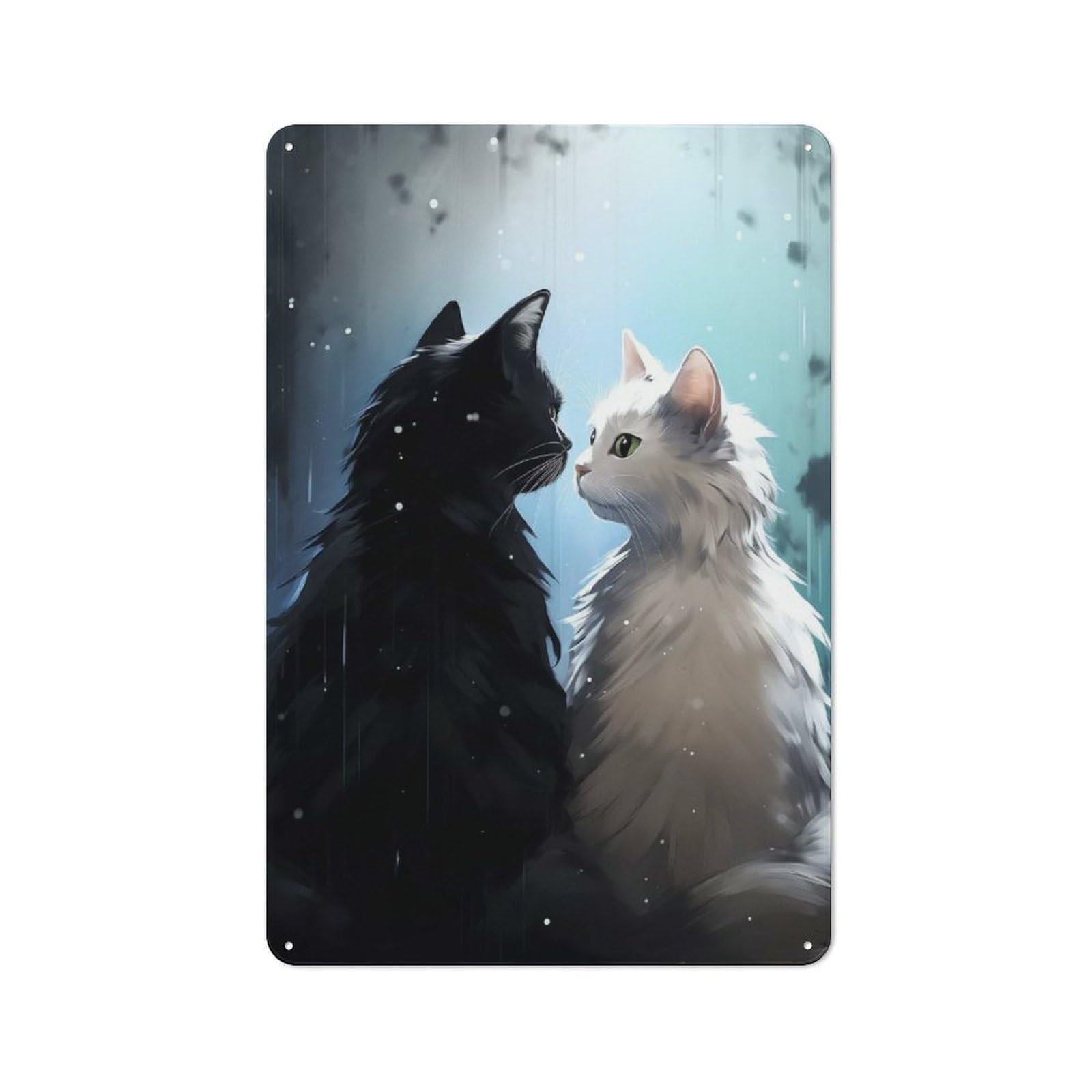 Junmoney Style-23 Tin Wall Plaque 30X20cm With Black And White Love For Hallway Wall, Suited To Wall Displays In Hallways And Entrance Areas