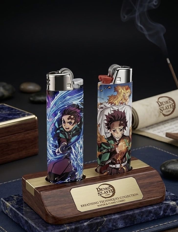 anime cigarette lighter Cigarette Lighter Combo Pack of 2, Deluxe Anime Pocket Lighter Combo Set –  Tanjiro Water Breathing &