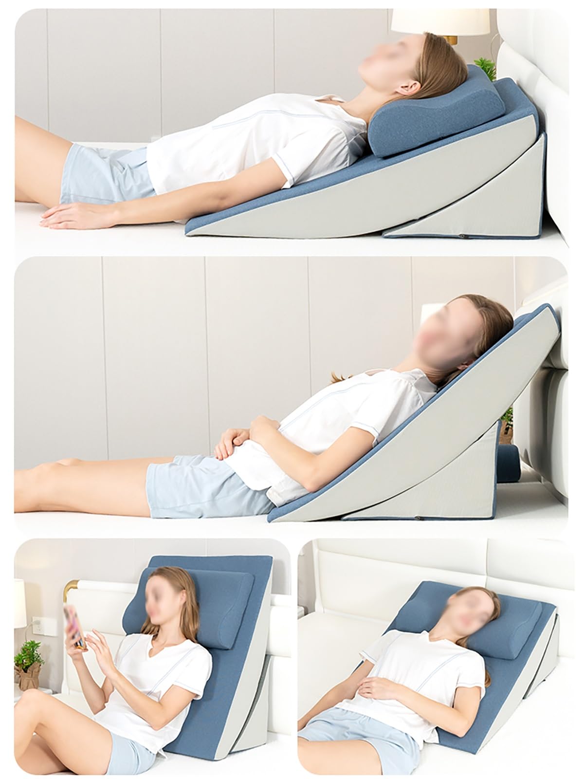 AMUFJJ Cuscino antireflusso Adulti Cuscino a Cuneo Lungo 80 cm, Cuneo da Letto per Dormire con reflusso Acido/Supporto per la Schiena e la Vita, Cunei per Cuscini per Anziani/Adulti/Incinte