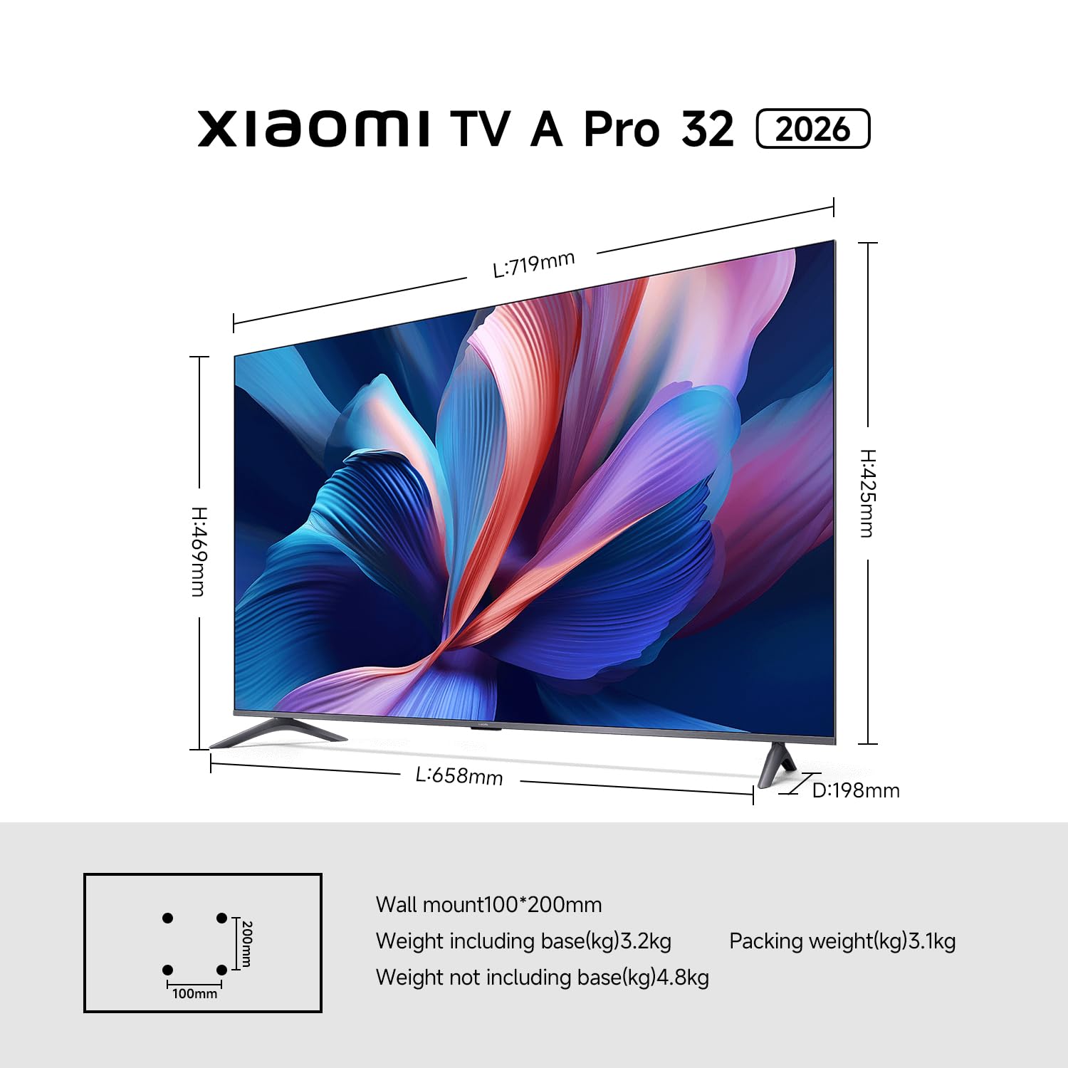XIAOMI A Pro 32 TV, 32 Inch (81 cm), QLED, Smart TV, Alexa Voice Control, Dolby Audio™, DTS Virtual:X, DTS-HD