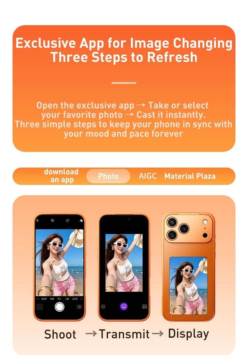 FUBESK Custodia per telefono NFC fai-da-te per iPhone 17 Pro Max | Shell con App, copertura ibrida sottile del PC TPU di vetro, tecnologia di mirroring dello schermo senza fili