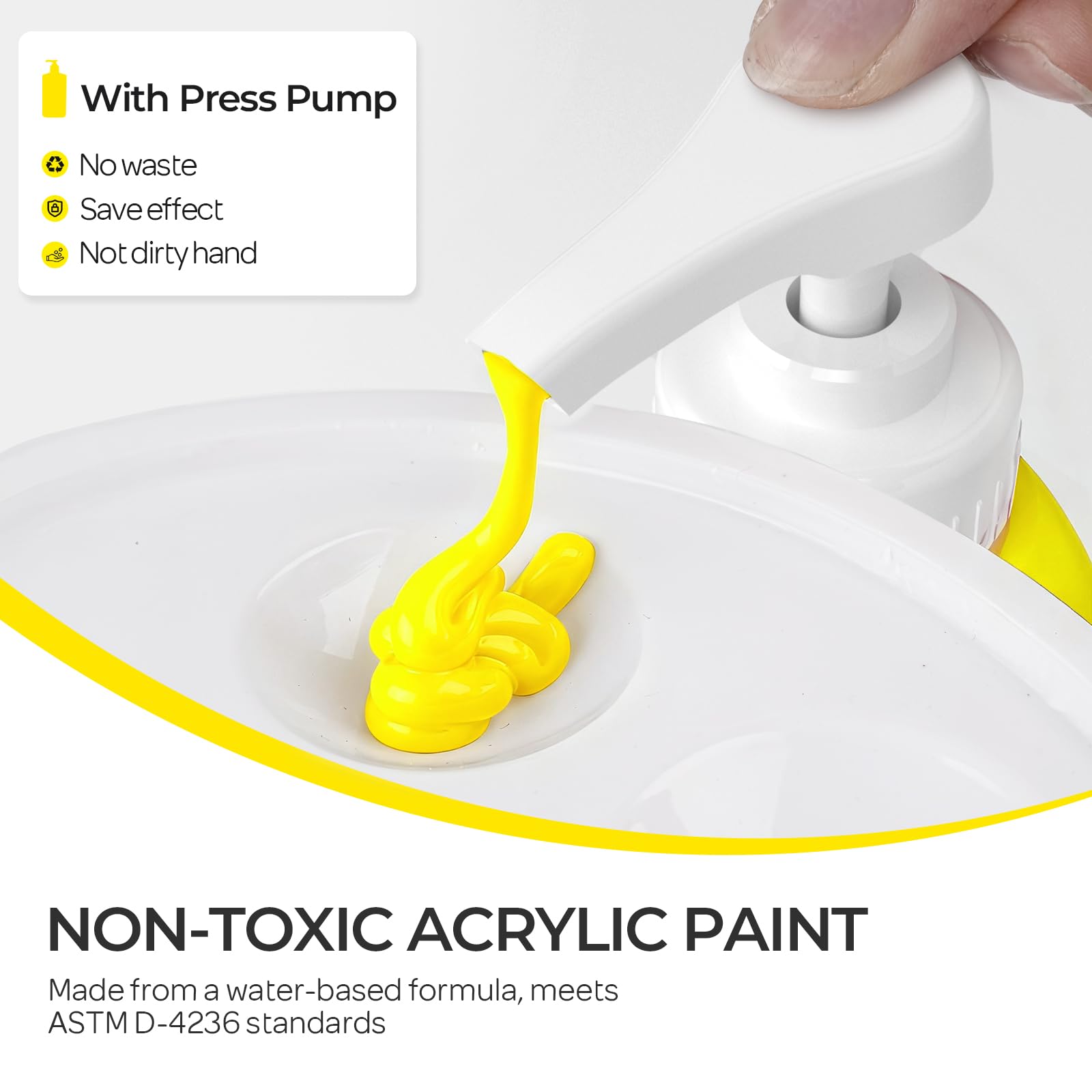 Nicpro Grande peinture acrylique jaune de 200 ml