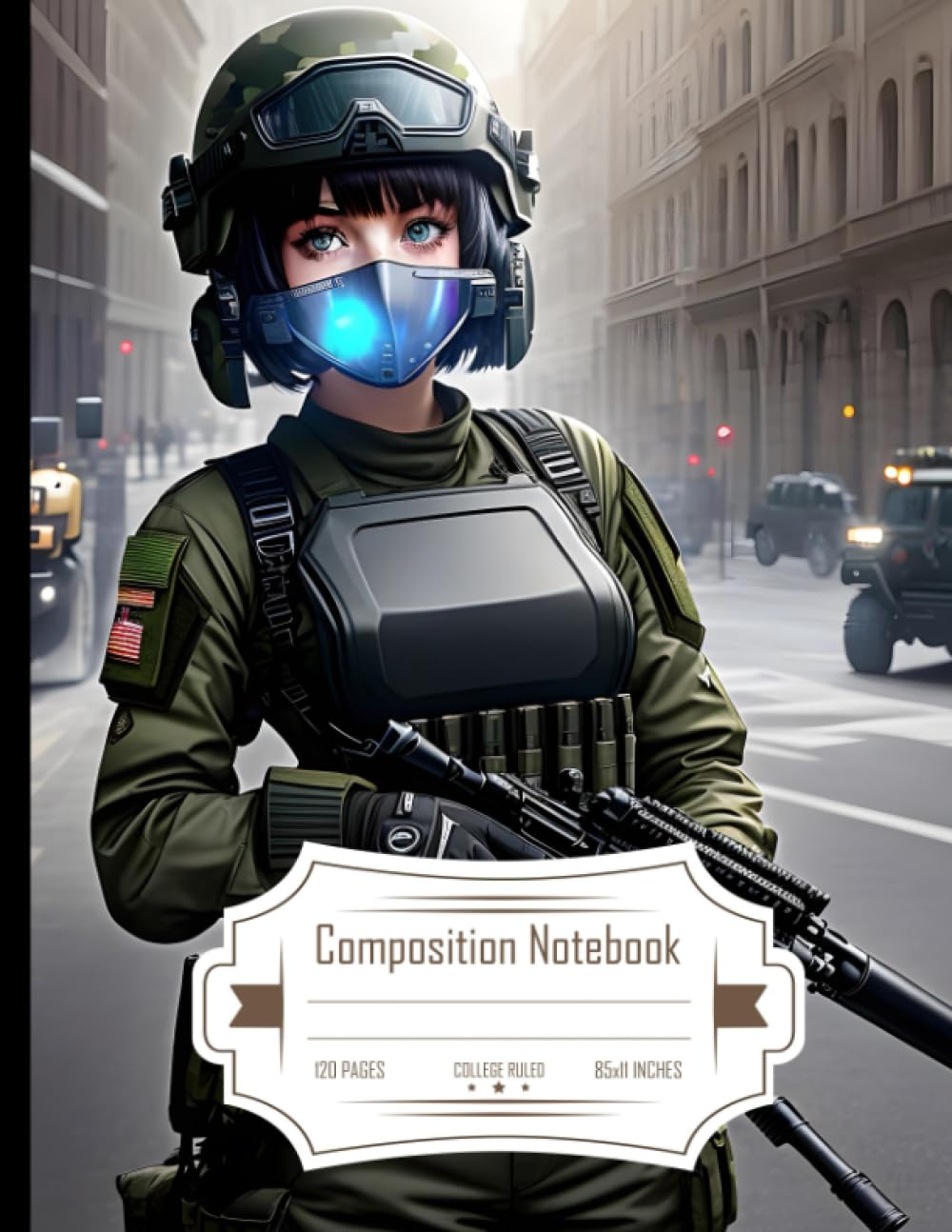 Composition Notebook College Ruled: (Masterpiece) - A Soldier Driving a Hummer, Realistic with a Beautiful Face, Size 8.5x11 Inches, 120 Pages