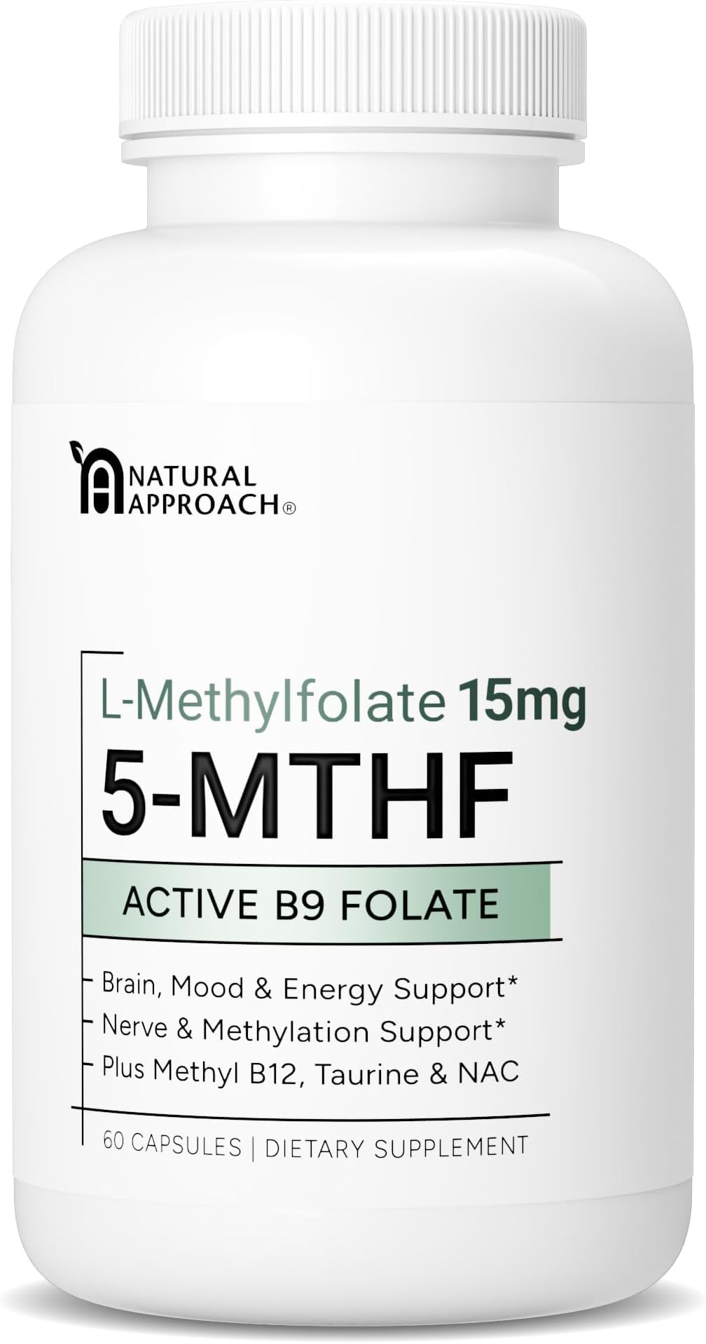 L-Methylfolate 15mg | 5-MTHF (Active B9) with Methyl B12, D3, NAC & Taurine | Premium Methylated Folate Supplement for Daily Use | Mood, Energy & Cognitive Support | 60 Capsules