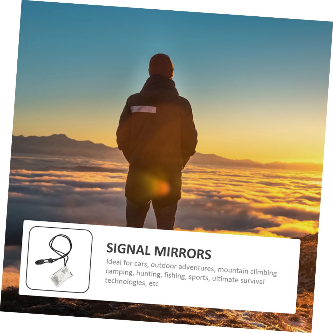 MILISTEN Signalspiegel Notfallspiegel Campingspiegel Must Backing Spiegel Survival Camping Gadgets Wandern Rücken Rettung Trekking Licht Camping Wandern Pfeife Spiegel Acryl
