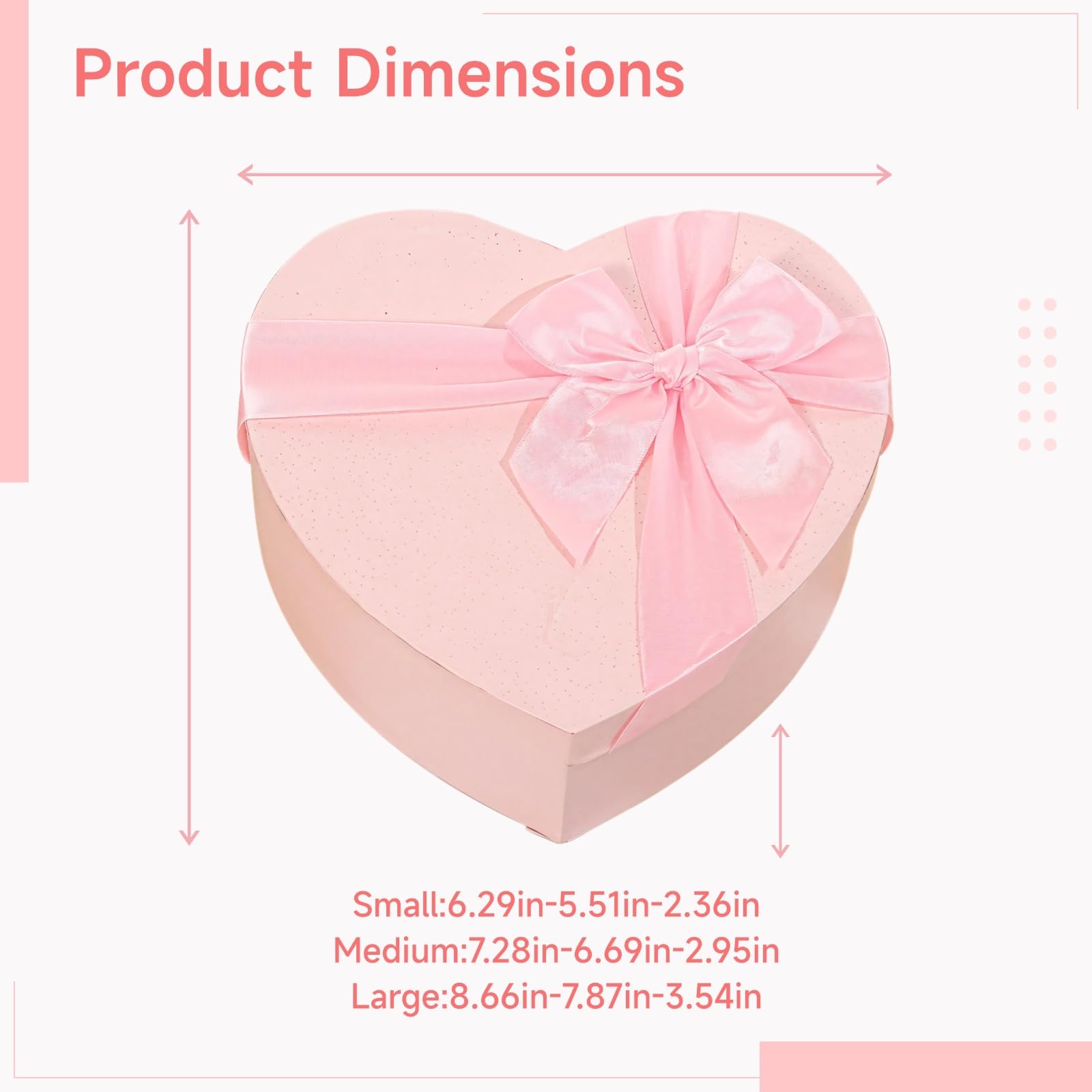 3 Stk. rosa Herz-Geschenkboxen mit Deckel, Geschenkverpackung zum Valentinstag mit Schleife, elegante Boxen für Blumen, Erdbeeren, Süßigkeiten und kleine Aufmerksamkeiten