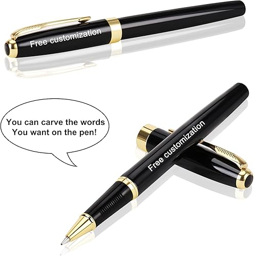 Miniatura 2 de Grabado gratis bolígrafo personalizado, bolígrafo, bolígrafos recargables, bolígrafo de repuesto mediano retráctil, tinta negra, caja de regalo