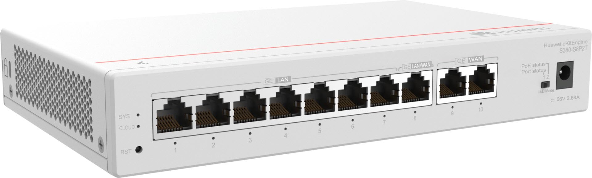 HUAWEI Switch - 8 Port S380-S8P2T 2 GE WAN, 8GE, LAN(