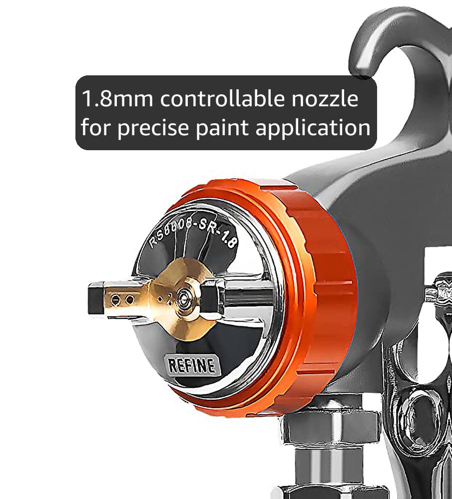 REFINE Spray Gun, Siphon Air Spray Gun, 1.8 Nozzle, 1000CC Aluinu