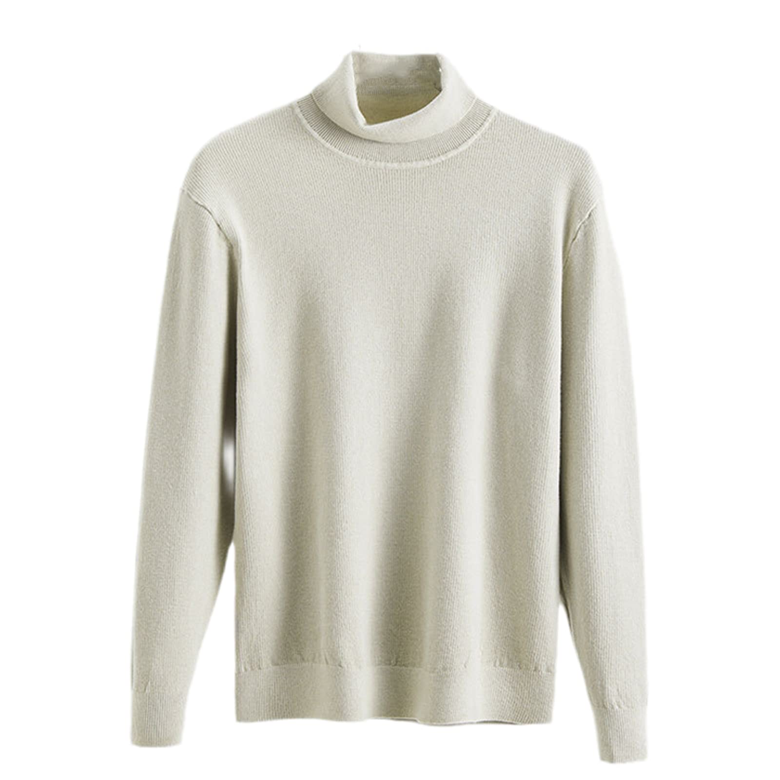 Męski ciepły sweter z golfem solidny modny sweter na co dzień gruby sweter, A Biały, M