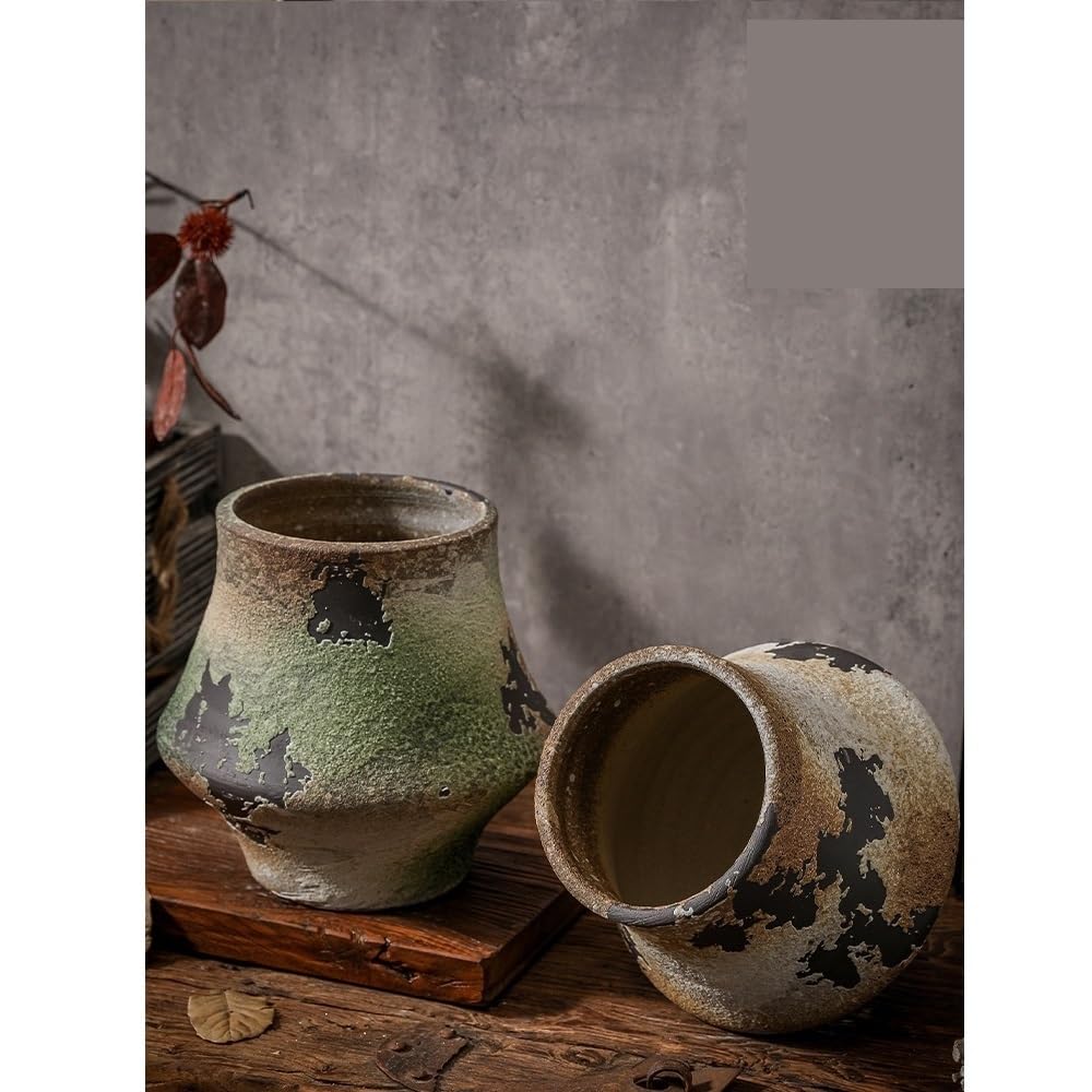 Dekoracja Doniczki ceramiczne Tosca chiński styl Jingdezhen, antyczne doniczki duży kaliber wewnętrzny(Bruin)