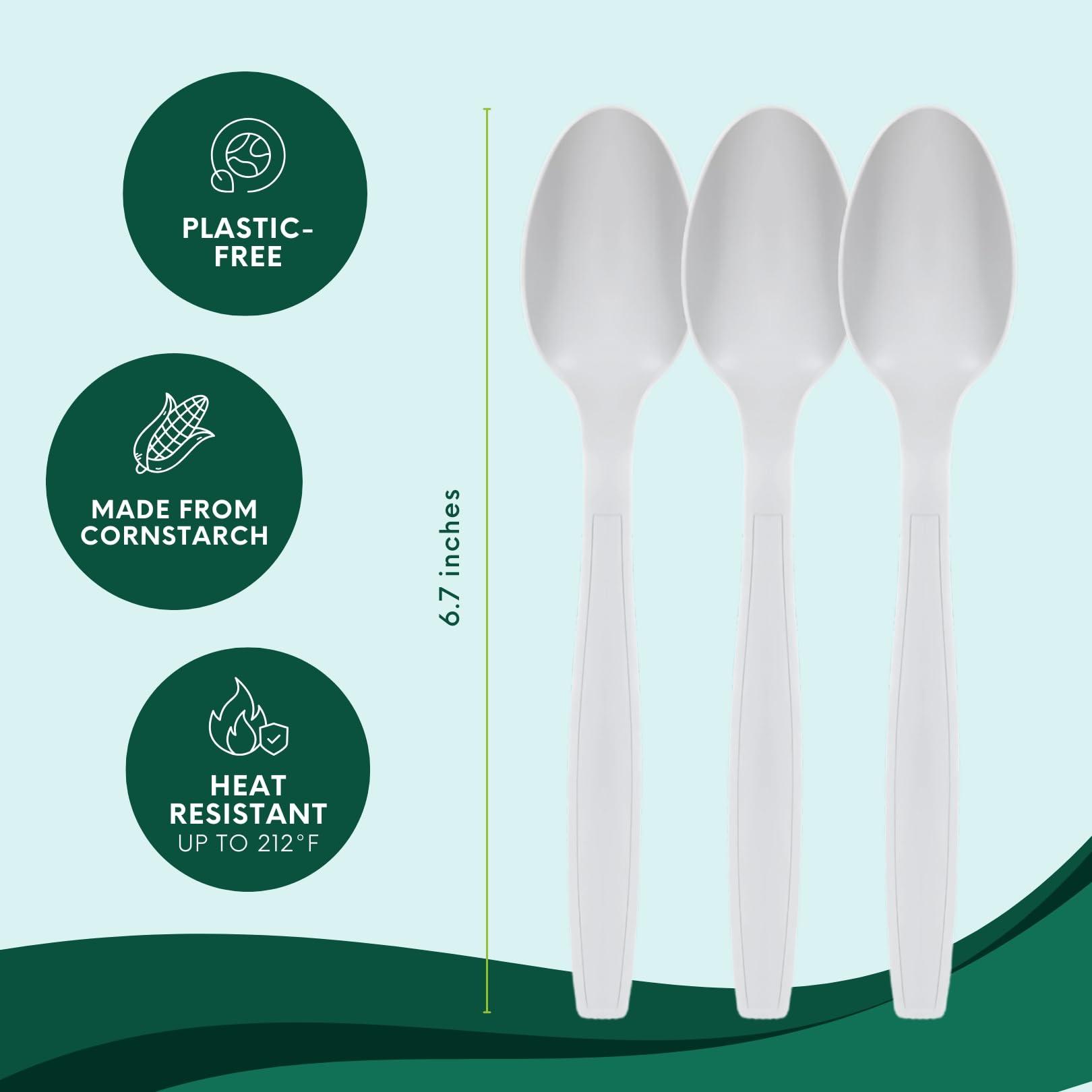 Disposable Spoons – 150 Pcs Heavy-Duty Cutlery – BPA-Free, Heat-Resistant to 248°F – Durable, Plant-Based Alternative to Plastic Spoons for Events, Catering, Soup, Desserts & Daily Use