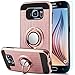 Galaxy S6 Case,Galaxy S6 Case with HD Screen Protector,Anoke Samsung S6 Cellphone 360 Degree Rotating Ring Holder Kickstand Scratch Resistant Drop Protective Cover for Galaxy S6 ZS Rose Gold