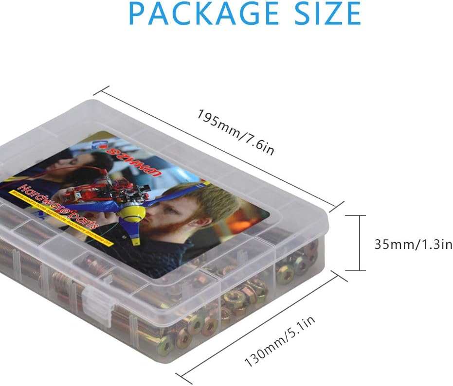 New Arrivals SZHKM 150PCS M6 Kit Crib Screws Hardware Replacement Kit Hex Socket Head Cap Screws Nuts Zinc Plated M6 Screws Barrel Screws Furniture Screws and Bolts Assortment Kit for Baby Bed with Free Tools