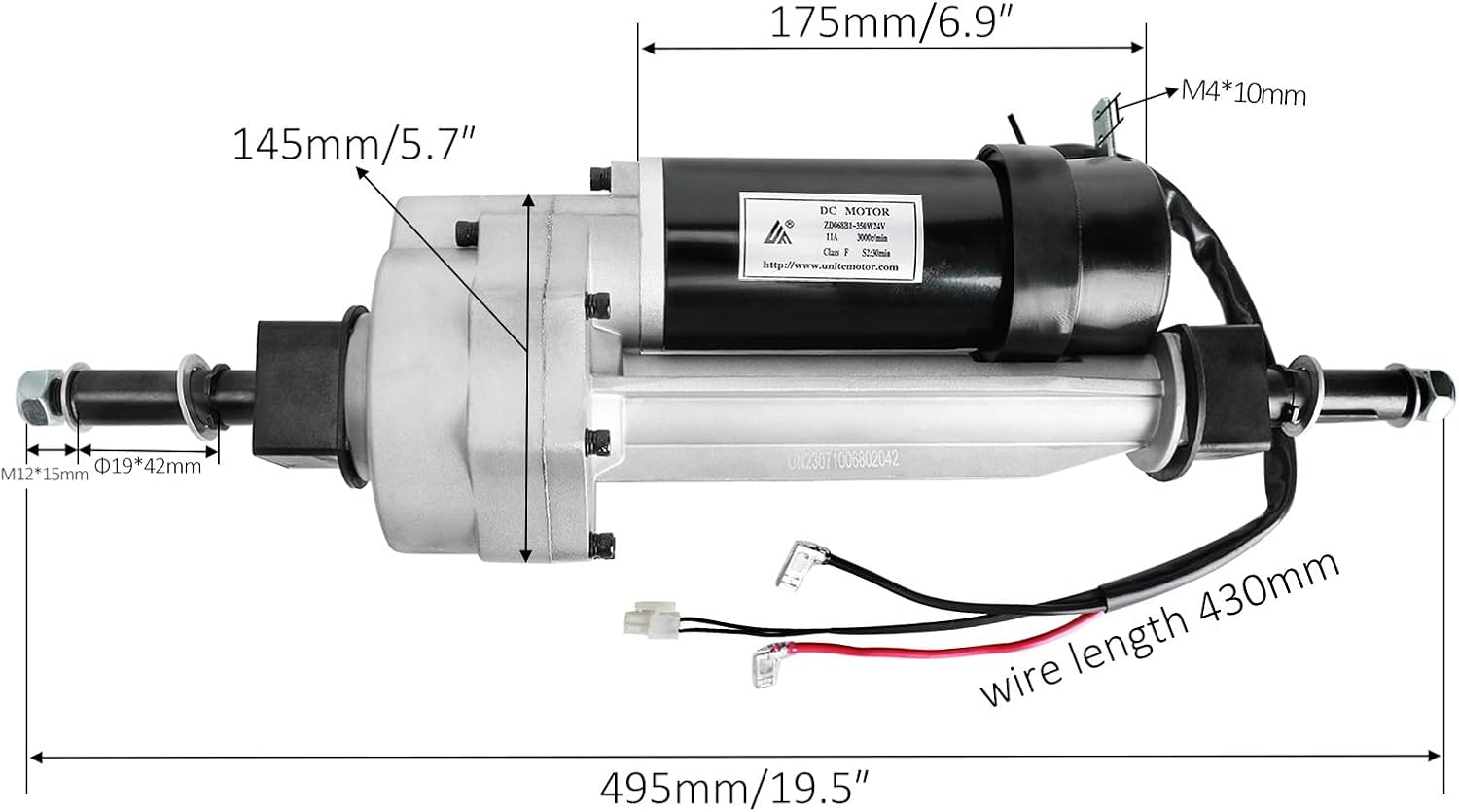 24V 350W Brush Electric Motor Transaxle with 19mm Shaft for Trolley Wagon Scooter Go Kart Bicycle Tricycle E Bike Lawnmowers Electric Vehicles Wheelchair DIY Projects