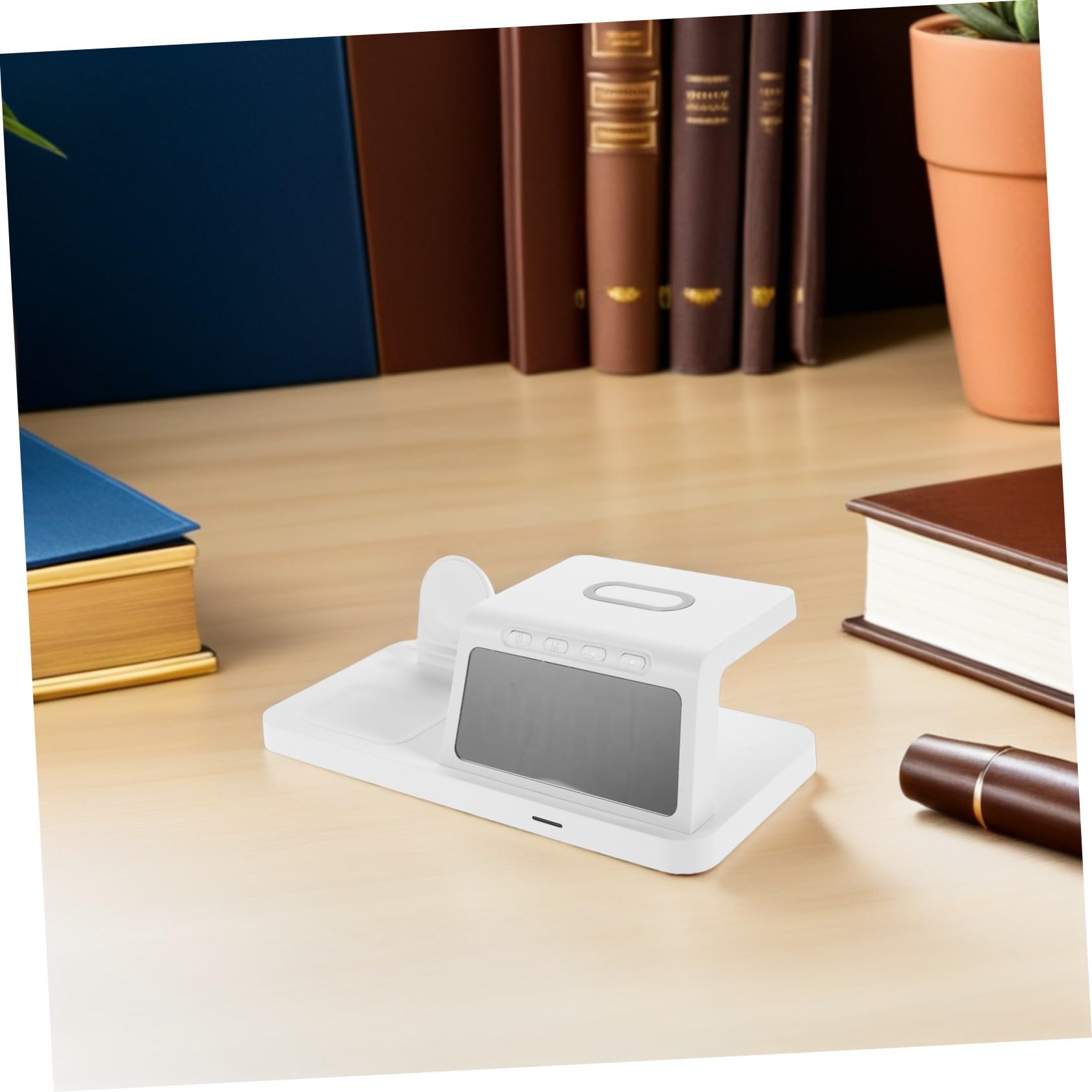 15w Cargador Inalámbrico Reloj y Luz Nocturna Base de Carga para Mesita de Noche Carga Rápida para Múltiples Dispositivos