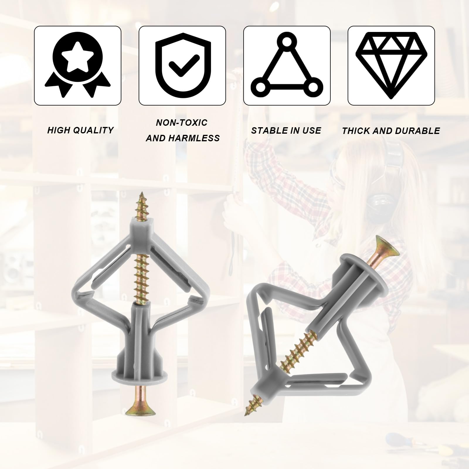 Plasterboard Wall Plugs and Screws Set, Drywall Anchors and Drywall Screws, Plaster Board Screws and Wall Plugs Set - Image 4