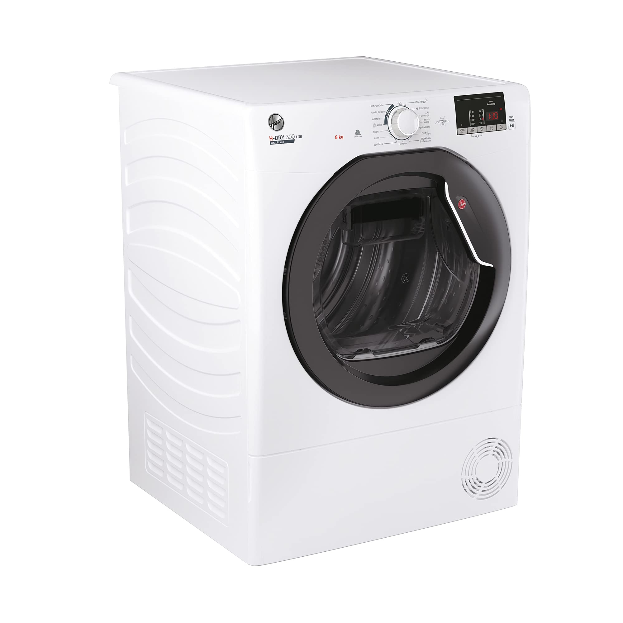Hoover HLE H8A2DKEX-84 Wärmepumpentrockner / 8 kg/Smarte Bedienung mit NFC-Technologie/AquaVision-Kondenswasserbehälter mit optischer Füllanzeige direkt im Bullauge/Deutsche Bedienblende, Weiß