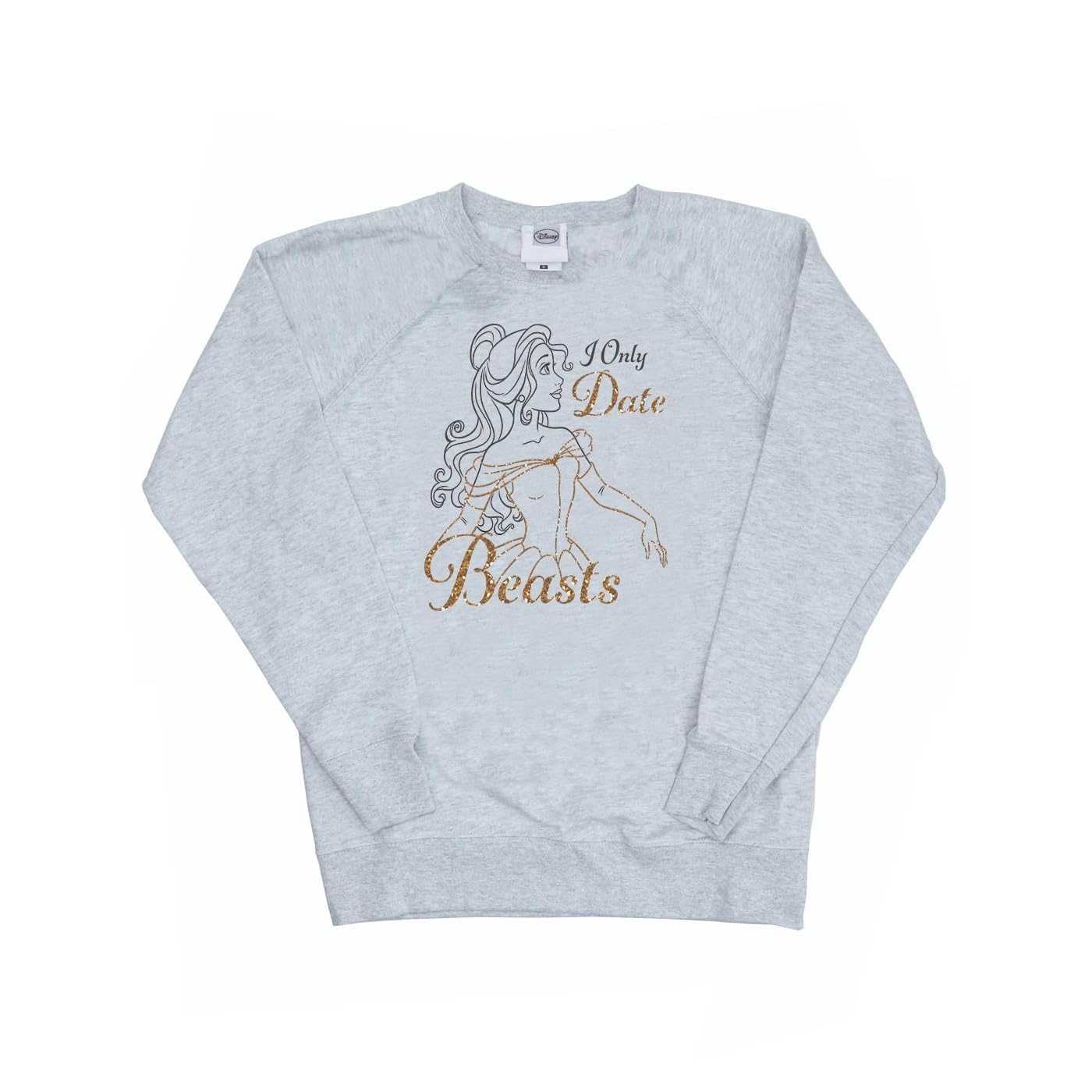Disney Princess Women's Belle I Only Date Beasts Sweatshirt Medium Heather Grey