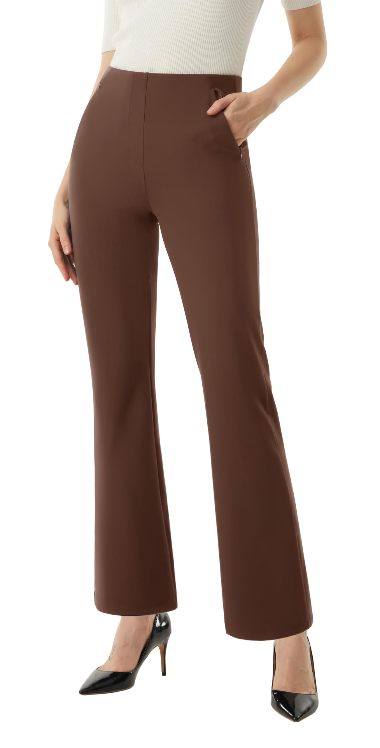 AFITNE Women’s Yoga Dress Pants High Waisted Stretchy Straight Leg Business Casual Pants with Pockets Pull On Work Slacks