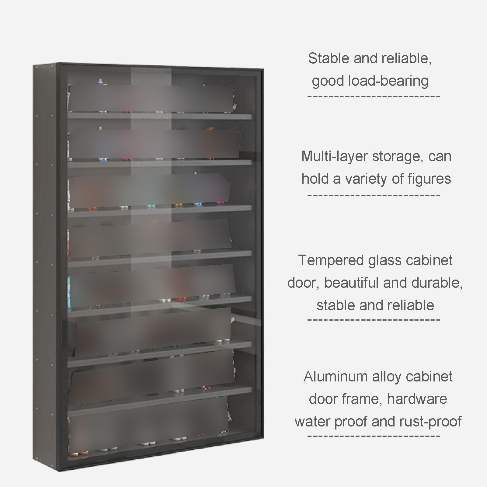 Vitrina de pared de 7 niveles con puerta de cristal para almacenamiento de figuras coleccionables y adornos, elegante nizer para sala de estar y dormitorio (blanco, 40 x 12,5 x 71,2 cm)