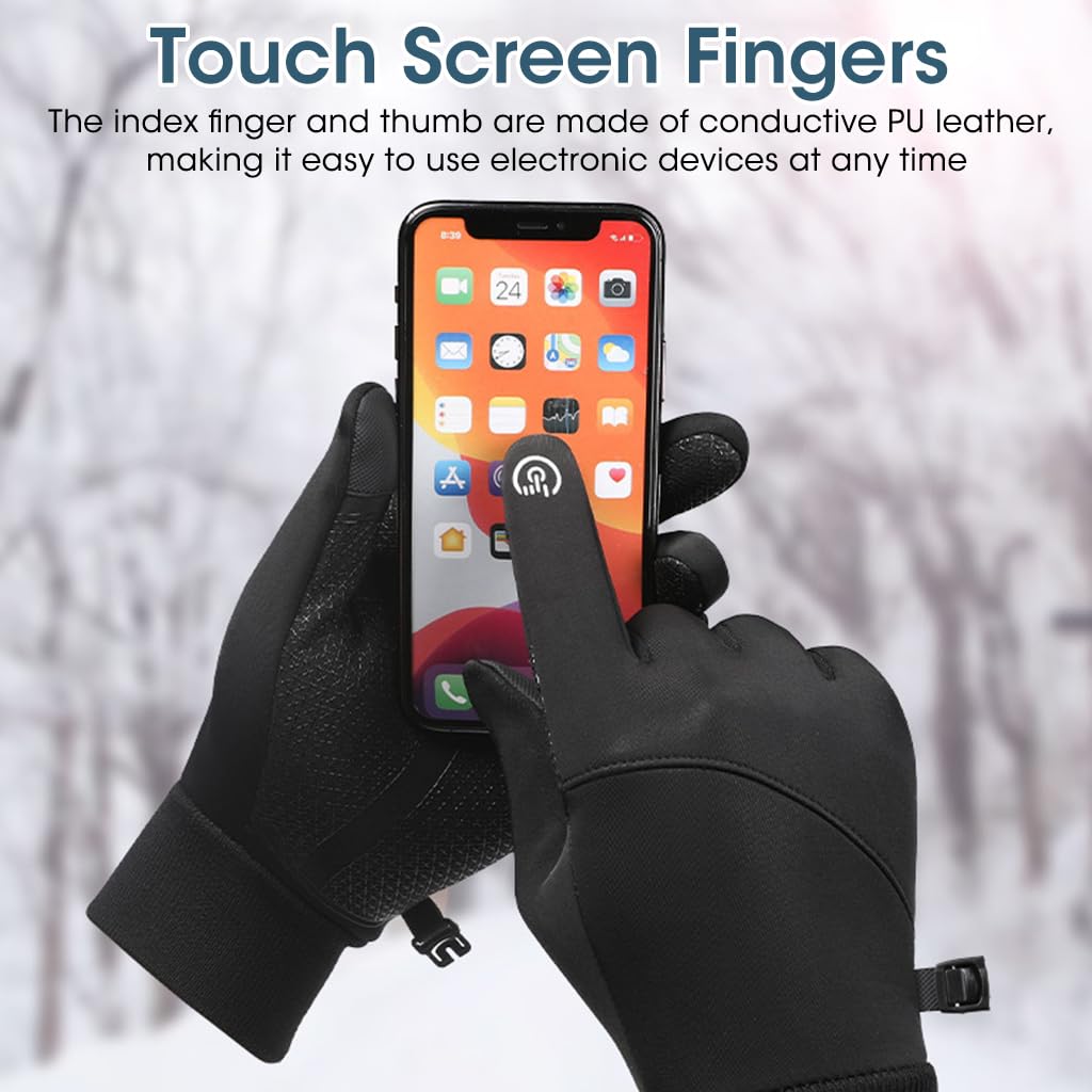 GUSTAVE Winter Gloves Warm Splashproof Windproof Bike Touchscreen Grip M 4