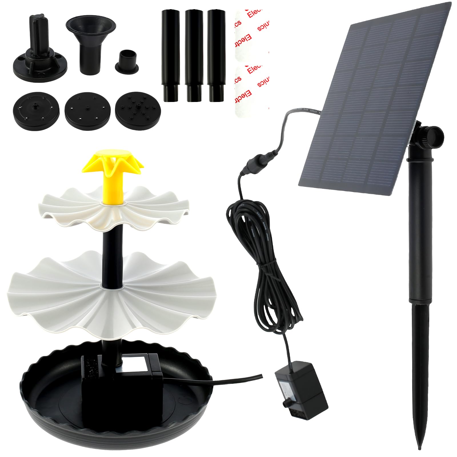 Solar Fountain Pump, 2.5W Solar Powered Water Feature with 6 Nozzles,Solar Water Pump Floating Fountain for Garden Small Pond Pool Fish Tank Bird Bath (Round D)