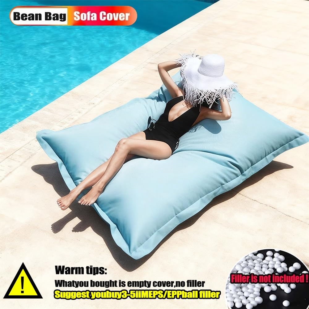 SXBCyan Impermeable Funda Sillón Puff Exteriores (sin Relleno), Oxford Funda Puff Rectangular por Niños y Adultos Resistente a UV Ideal para Jardín, Playa, Piscina(Orange Yellow,140x180cm)