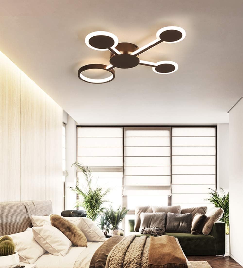 LAKIQ Modern LED Flush Mount Ceiling Light Acrylic Chandelier Lighting Fixture Close to Ceiling Lights for Bedroom Living Room Dining Room (Warm Light, 4 Lights)