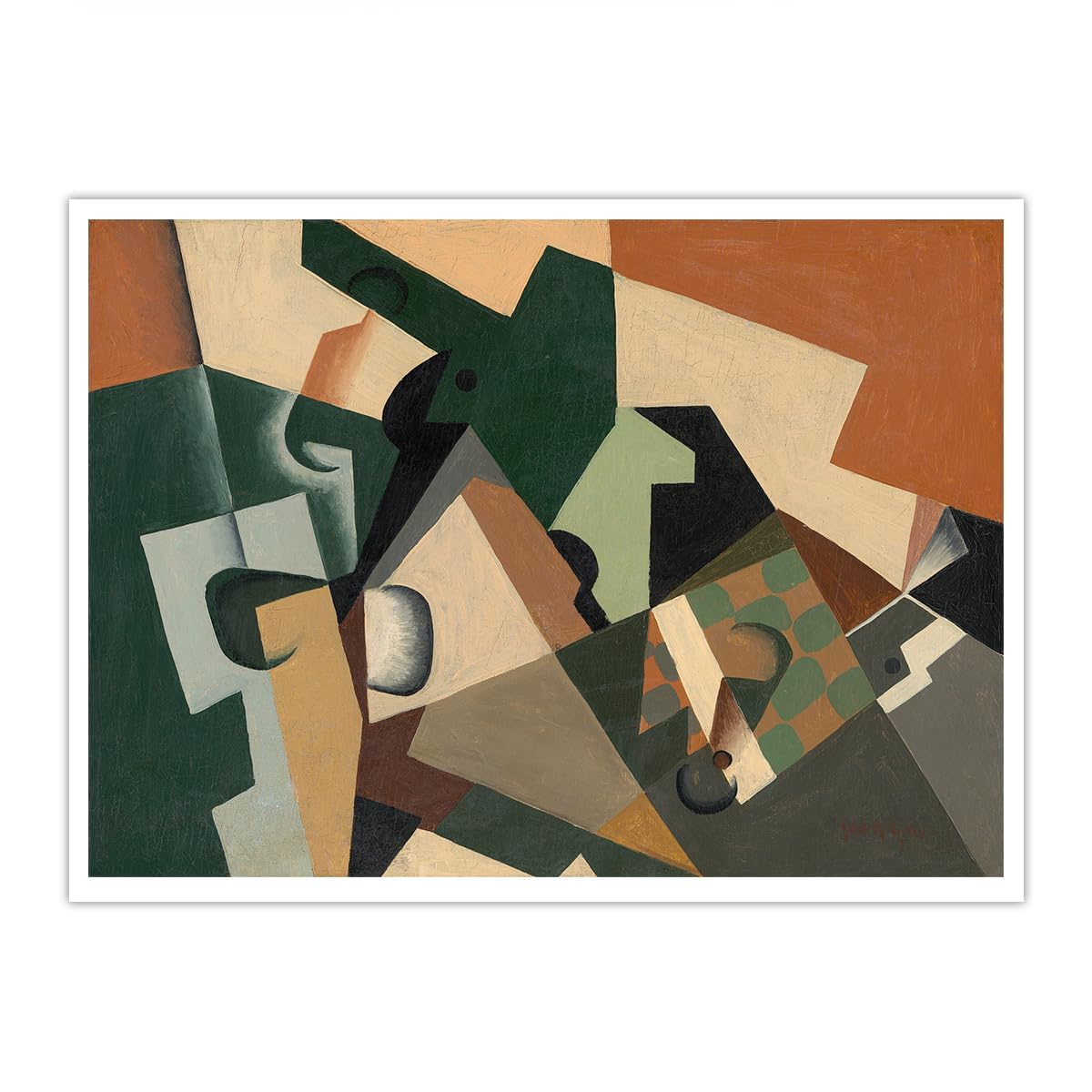 SHENGPOSTER Nowoczesny kubizm martwa natura wydruki na płótnie Juan Gris szkło i szachownica bez ramy sztuka ścienna do domu, biura, korytarza, dekoracja ścienna, słynny obraz, replika bez ramy, 90 x