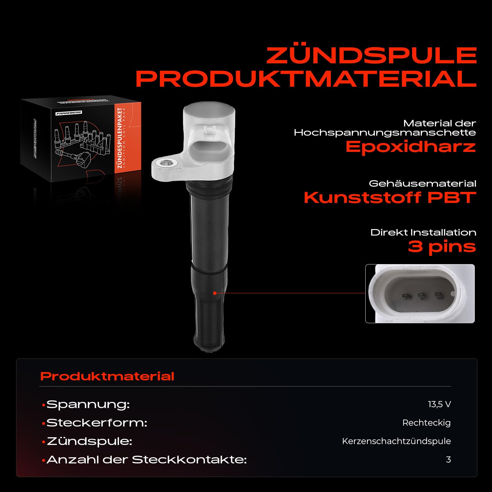 Frankberg Zündspule 55212624 | Kompatibel mit Punto 199_, Punto Evo 199, Mito 955