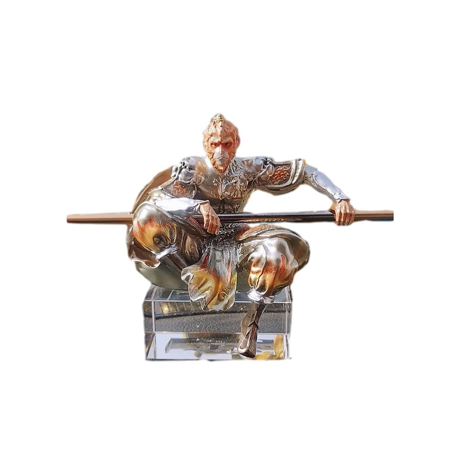 Sun Wukong Statua Walczący Budda Kreatywna dekoracja Ozdoby Salon Pulpit Rzemiosło Małpa Król Rzeźba Szkło Stal Materiał Dekoracja Biura Prezent Urodzinowy Akcesoria Pulpit Pszczoła