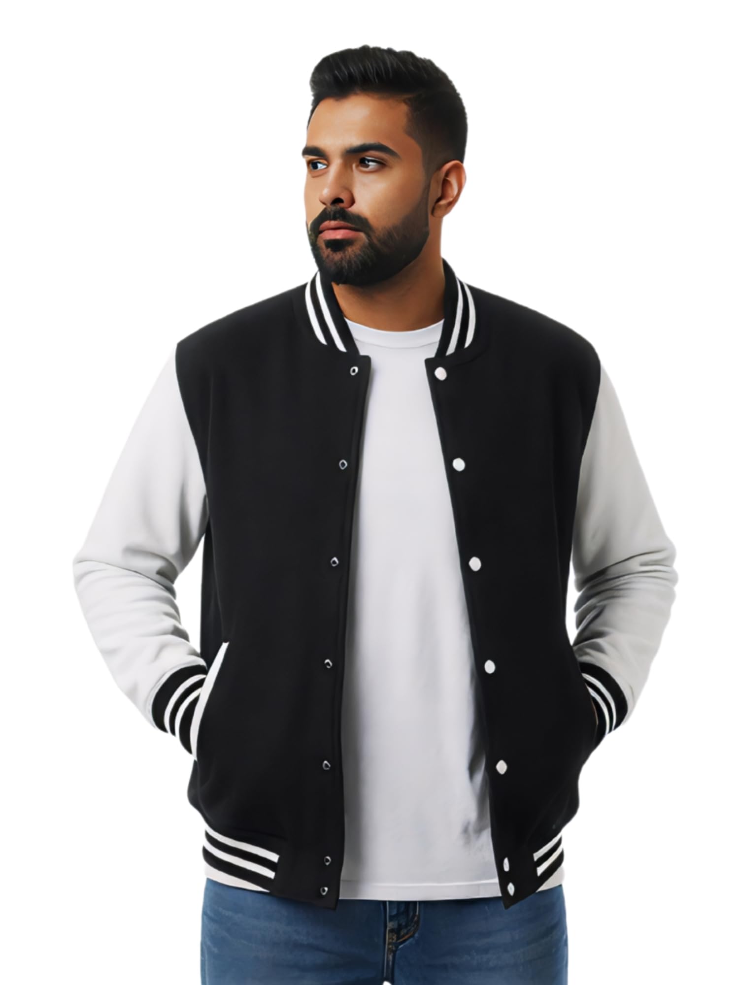 blendculture Varsity Jacket for Men – Black Jacket for Winter, Cotton Blend, Stylish Baseball and Casual Bomber Jacket-picture-24