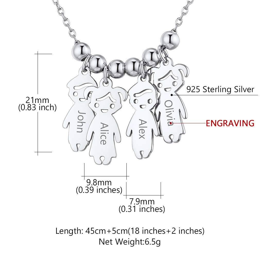 Custom4U Namenskette S925 Silber/Edelstahl Kette mit Namen der Kinder Personalisierte Mutter Name Halskette mit 1-5 Kindernamen Jungen und Mädchen Halskette Geschenk für Mama Oma Mütter