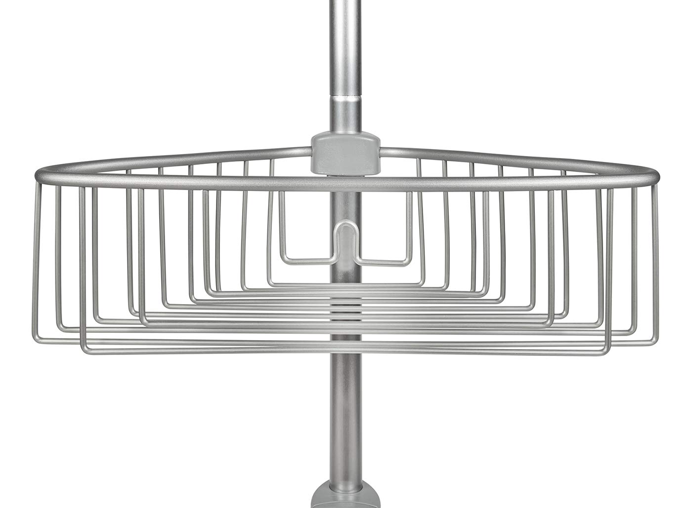 Kreher Teleskop-Duschregal Badregal Aluminium, ohne Bohren (Silber) | Rostfrei und höhenverstellbar bis 270 cm, einfache Montage per Federsystem, 4 verstellbare Körbe