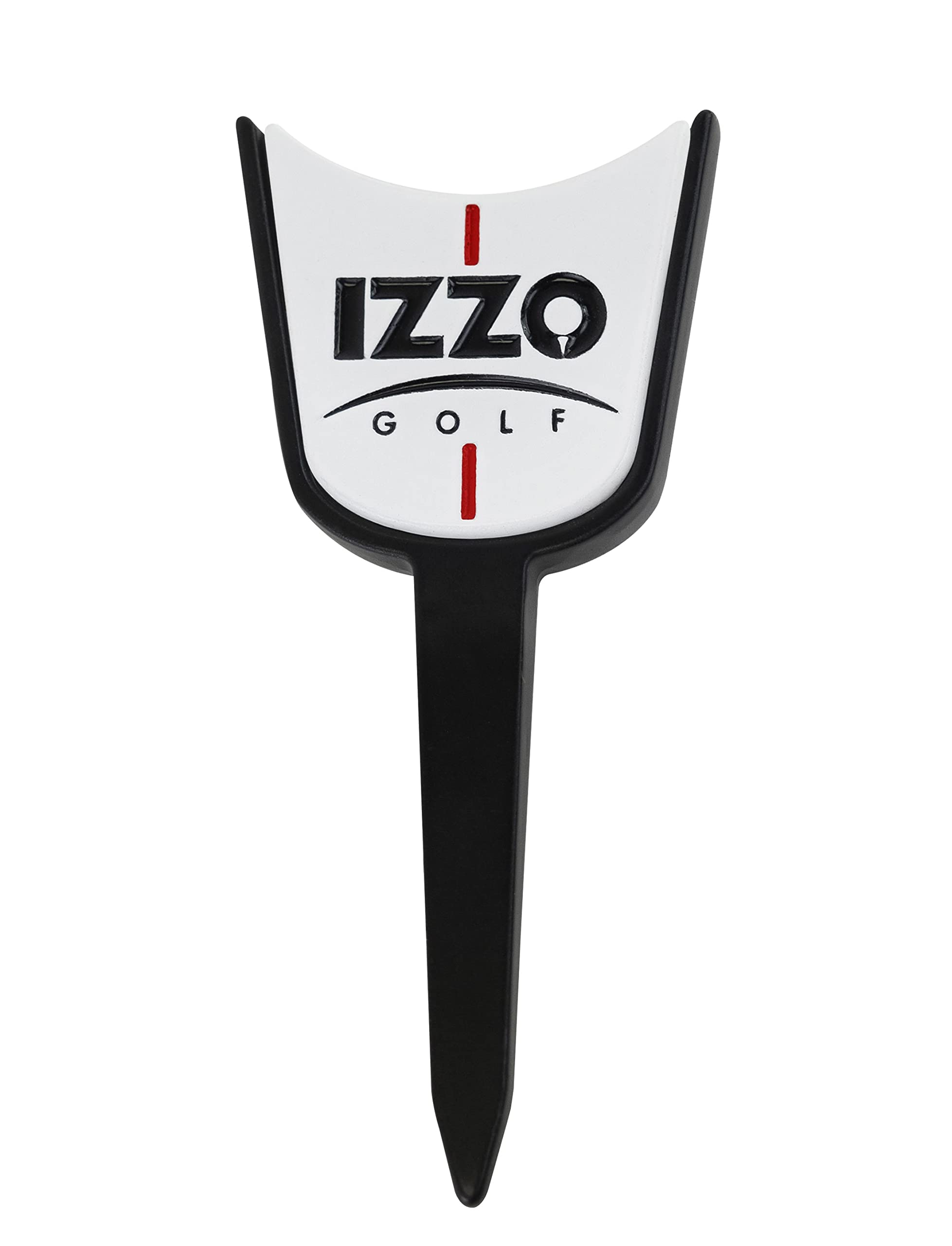 Izzo Golf Single Prong Golf Divot Repair Tool - Black Golf Pitch Mark Repair Tool with Ball Marker