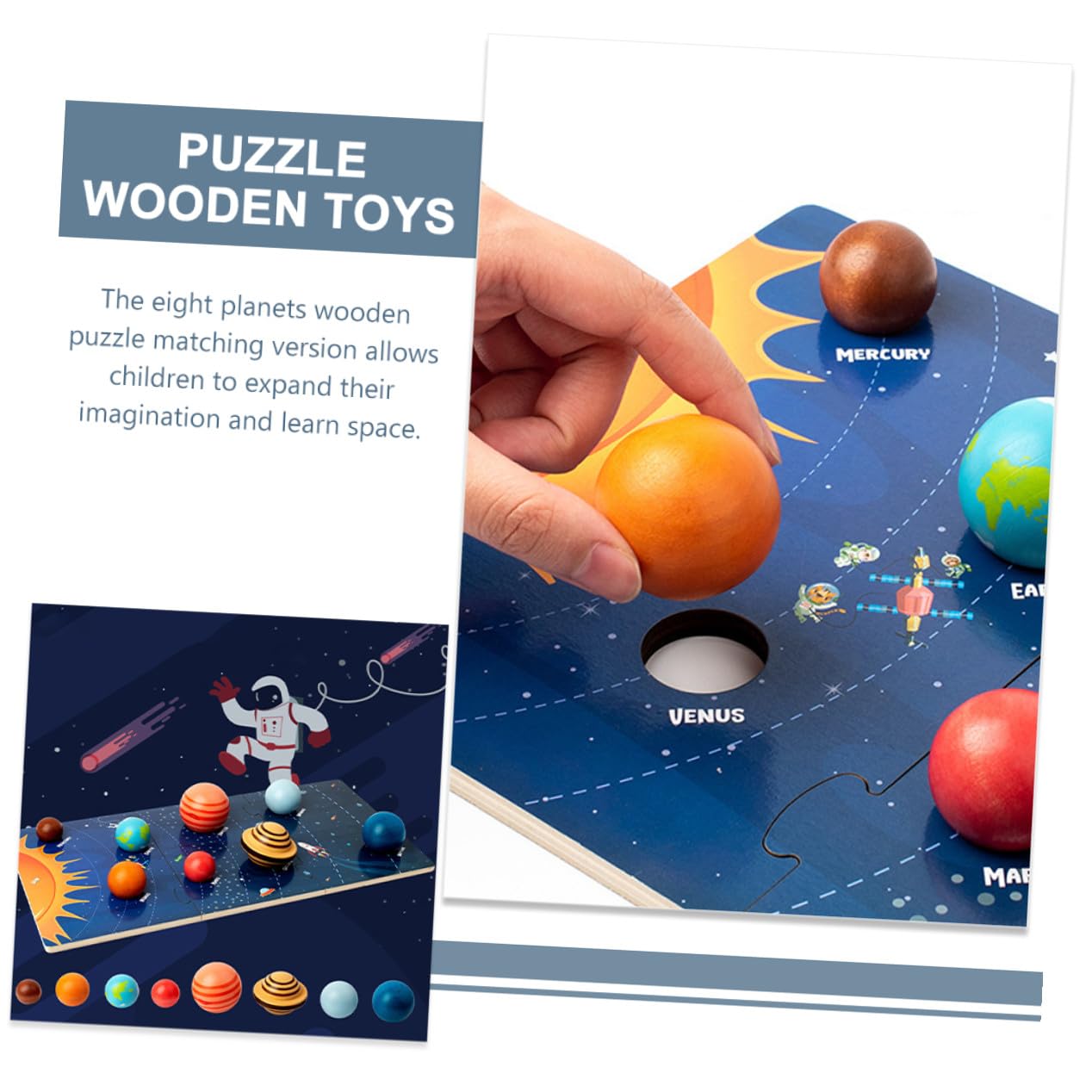 Rompecabezas del Sistema Solar de Madera 1 Set para Niños