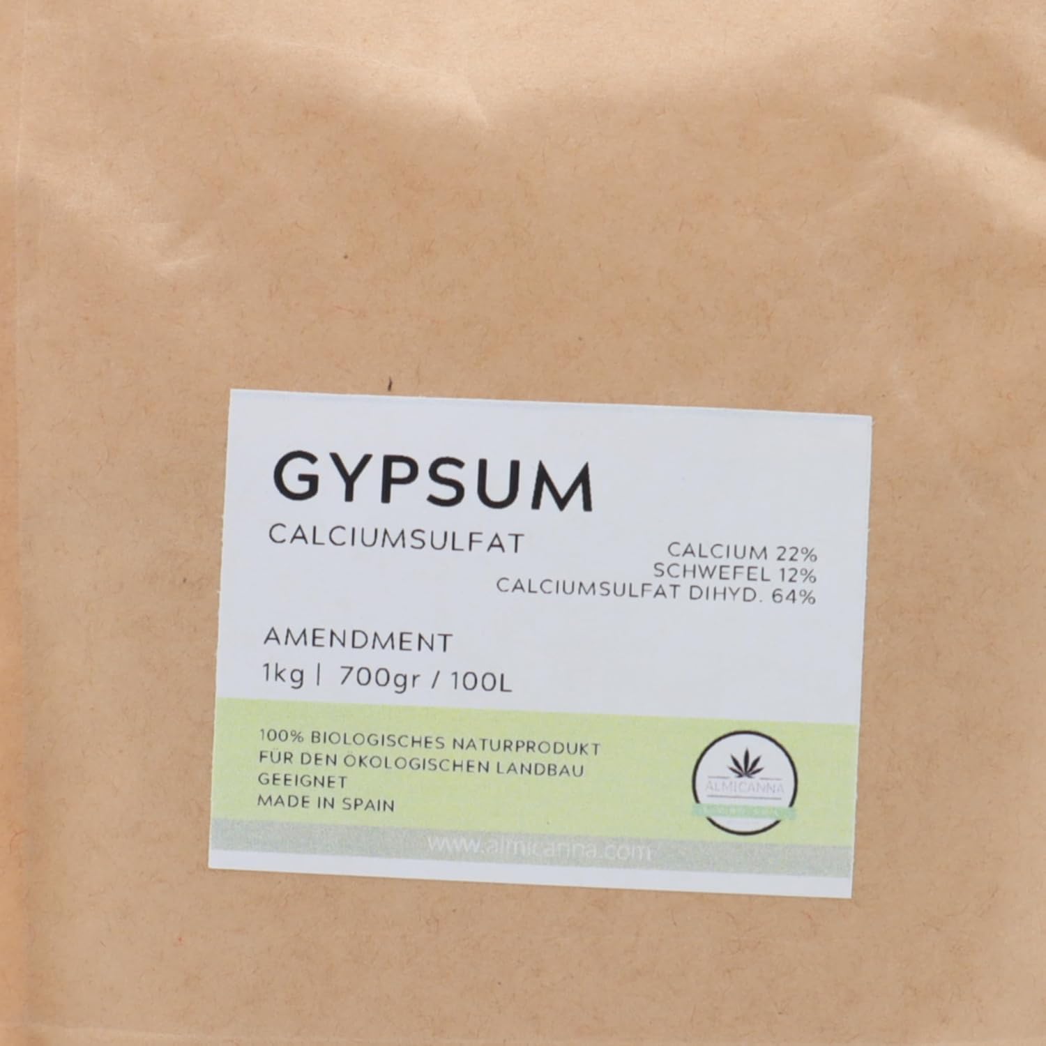 Sulfate de calcium et de gypse 1 kg - Amendement pour Living Soil - Fournit du calcium et du soufre - Améliore la structure du sol