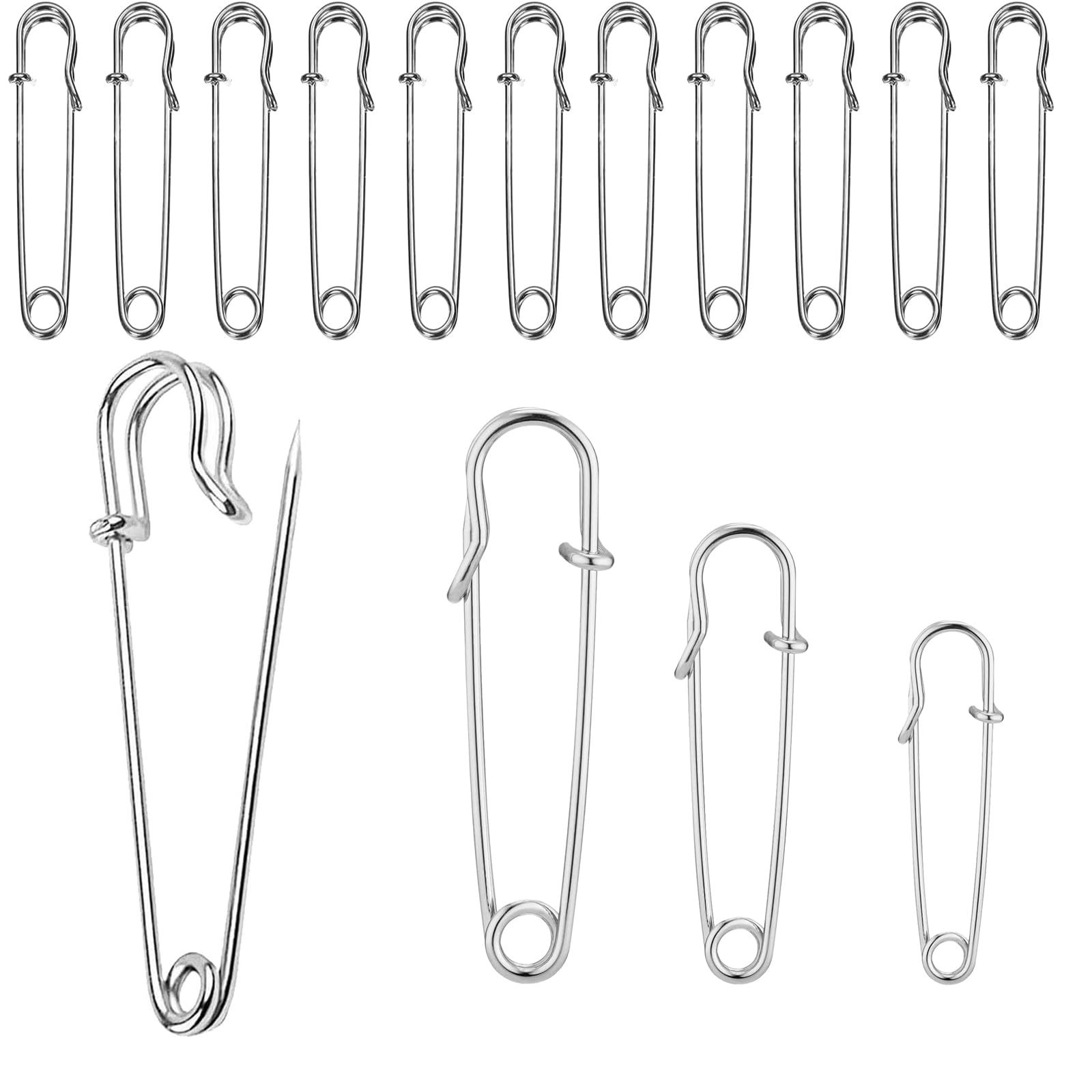 36 Pcs Large Safety Pins, 5/6/7cm Strong Heavy Duty Stainless Steel Safety Pin, Kilt Pins with Safety Lock for Clothes Blankets Crafts Kilts Mattress Tablecloth