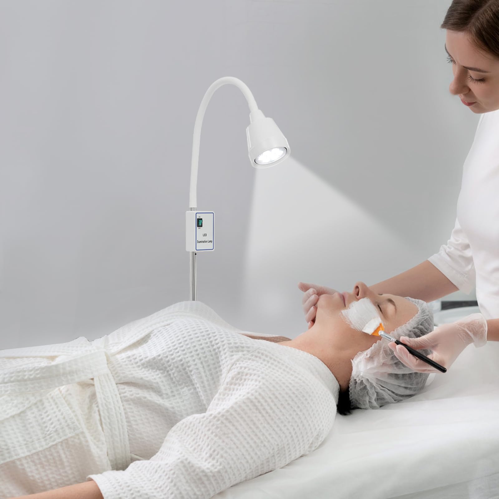Lampe d'examen chirurgical LED - Lampe d'examen médical - Lampe de sol rotative à 360° - Éclairage dentaire et oral - Hauteur réglable