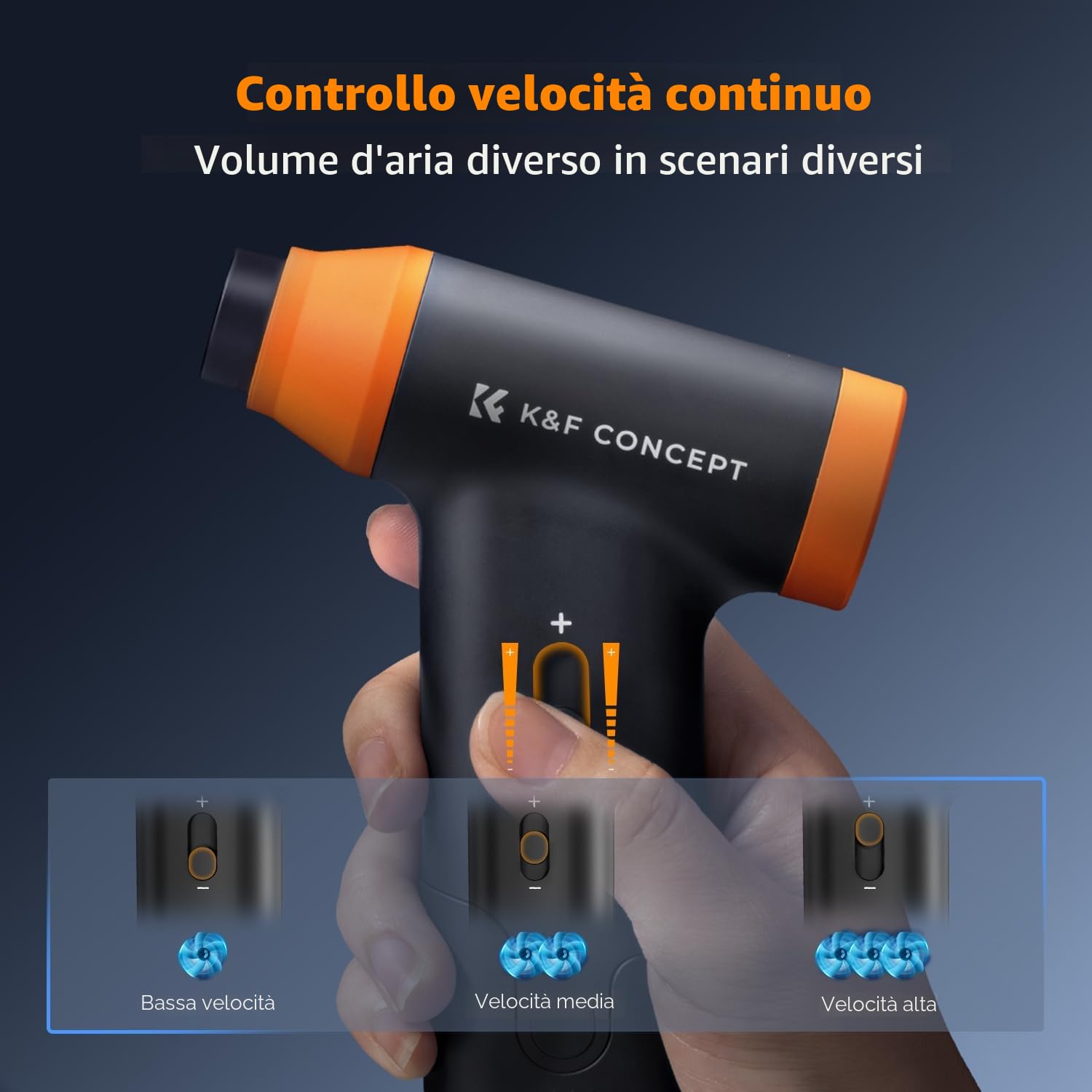K&F CONCEPT BS200 2 in 1 Soffiatore Aspiratore 150000RPM, Aria Compressa Elettrico 5000mAh, Air Duster Spolverino Motore Brushless, per Fotocamera, Auto, PC, Tastiera, All'aperto, Casa