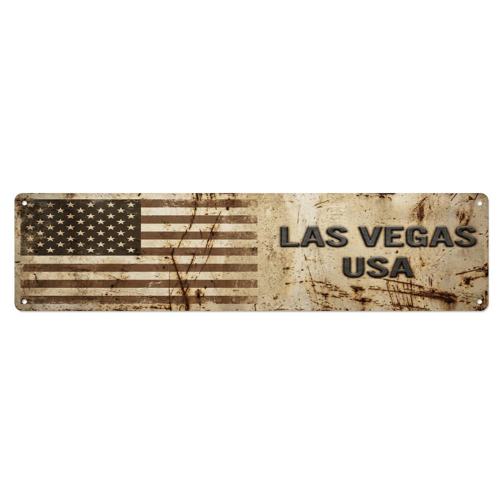 Tgrcjimh Style Metal Tin Sign Vintage Las Vegas Usa Flag Decor Rustic Travel